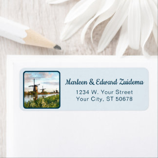 Custom Dutch Windmills Landscape Art Painting Label