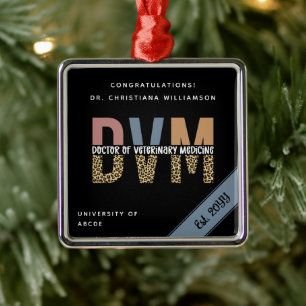Custom DVM Doctor of Veterinary Medicine Chic Metal Ornament