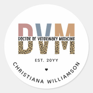 Custom DVM Doctor of Veterinary Medicine Gifts Classic Round Sticker