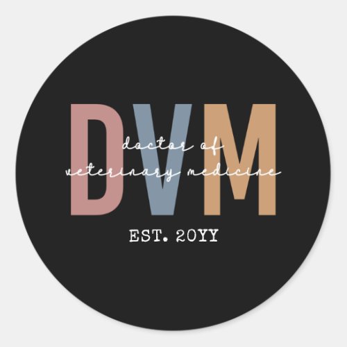 Custom DVM Doctor of Veterinary Medicine Gifts Classic Round Sticker