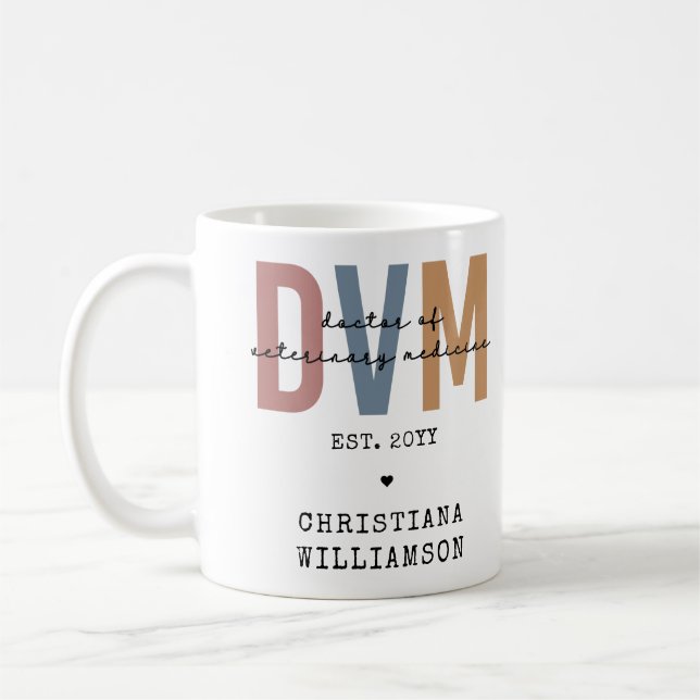 Custom DVM Doctor of Veterinary Medicine Gifts Coffee Mug (Left)