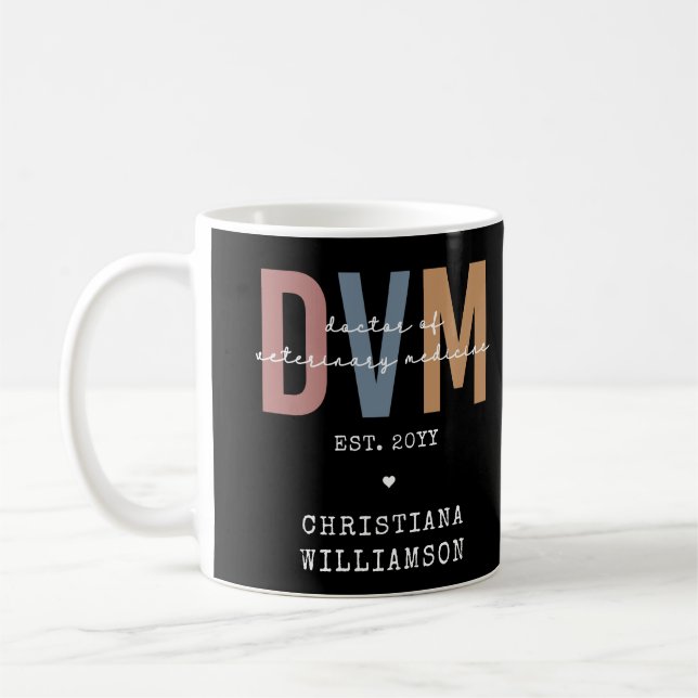 Custom DVM Doctor of Veterinary Medicine Gifts Coffee Mug (Left)