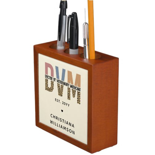 Custom DVM Doctor of Veterinary Medicine Gifts Desk Organizer