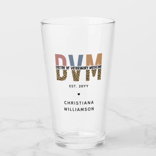 Custom DVM Doctor of Veterinary Medicine Gifts Glass