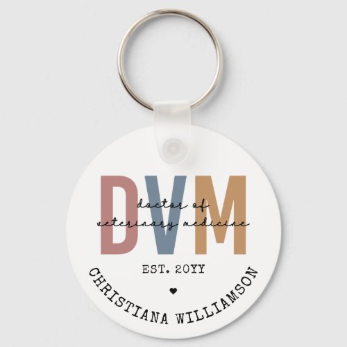 Custom DVM Doctor of Veterinary Medicine Gifts Keychain