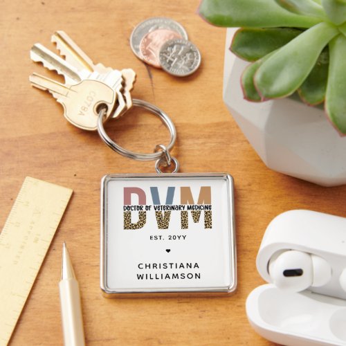 Custom DVM Doctor of Veterinary Medicine Gifts Keychain