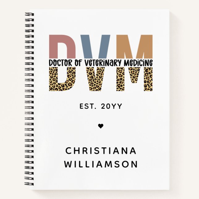 Custom DVM Doctor of Veterinary Medicine Gifts Notebook (Front)