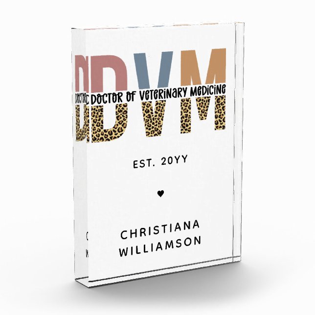 Custom DVM Doctor of Veterinary Medicine Gifts Photo Block (Left)