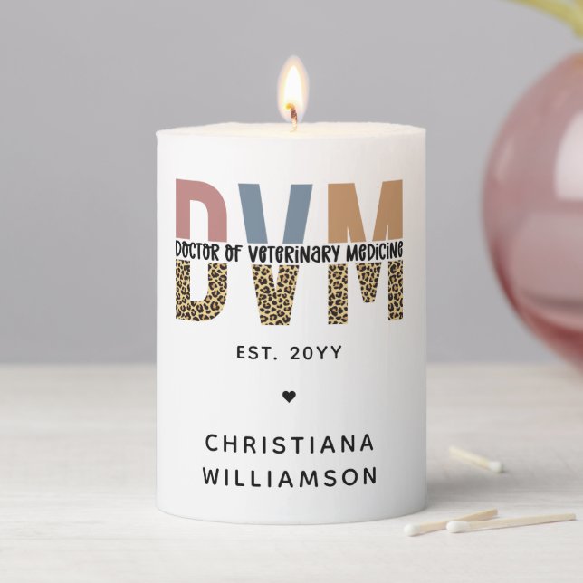 Custom DVM Doctor of Veterinary Medicine Gifts Pillar Candle (In Situ)