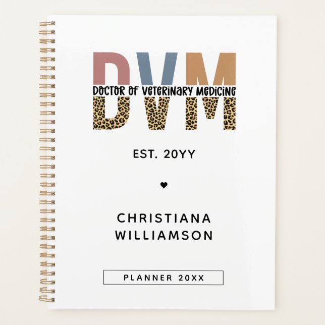 Custom DVM Doctor of Veterinary Medicine Gifts Planner (Front)