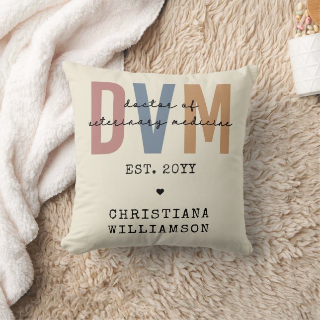 Custom DVM Doctor of Veterinary Medicine Gifts Throw Pillow (Blanket)