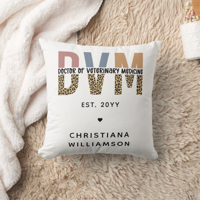 Custom DVM Doctor of Veterinary Medicine Gifts Throw Pillow (Blanket)