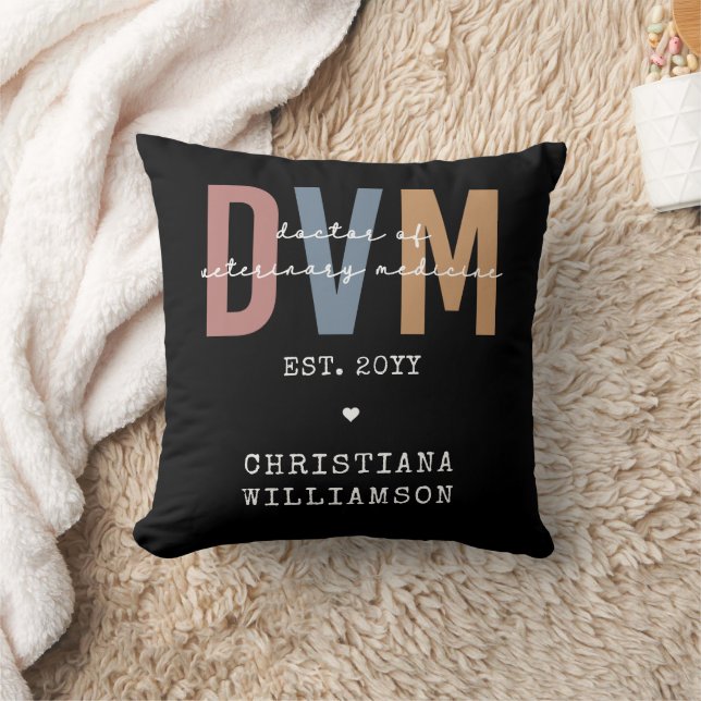 Custom DVM Doctor of Veterinary Medicine Gifts  Throw Pillow (Blanket)