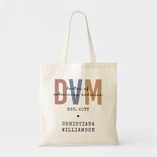 Custom DVM Doctor of Veterinary Medicine Gifts  Tote Bag (Front)