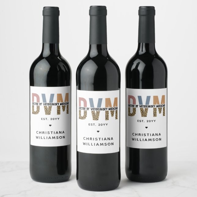 Custom DVM Doctor of Veterinary Medicine Gifts Wine Label (Bottles)