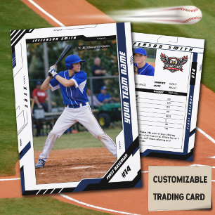 Custom Dynamic Blue Baseball Player Trading Card
