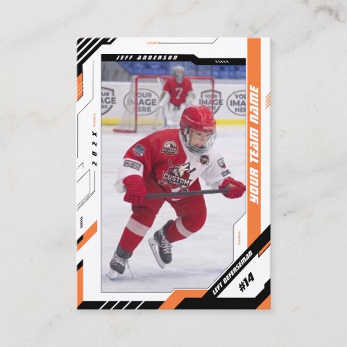 Custom Dynamic Orange Ice Hockey Player Card