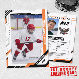 Custom Dynamic Orange Ice Hockey Player Card