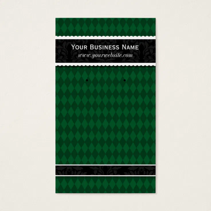 Custom Earring Cards Dark Green Business Cards Zazzle