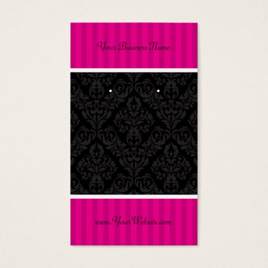 Custom Earring Cards Hot Pink Black Damask Stripes Zazzle Custom Earring Cards Hot Pink Black Damask Stripes
