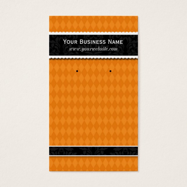 Custom Earring Cards Orange Black Business Cards (Front)