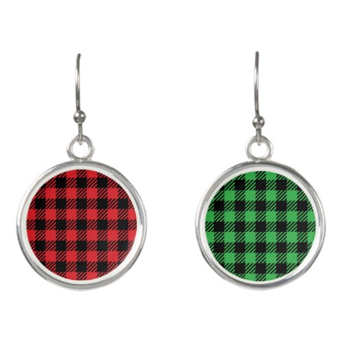 Custom Earrings Christmas Plaid Pattern Design Earrings