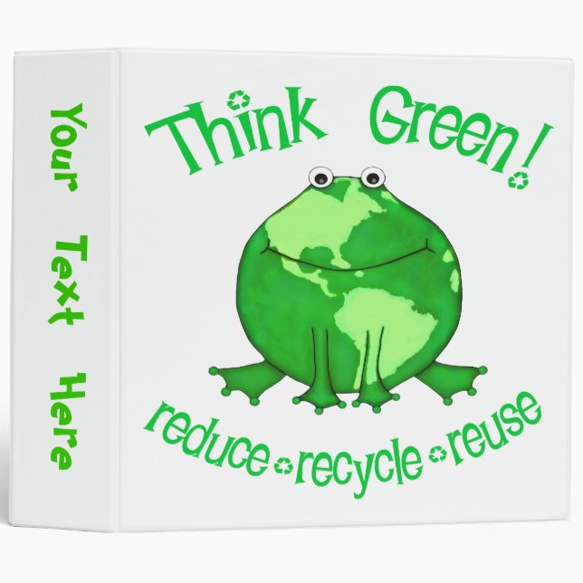 Custom Earth Day / Think Green Earth Frog Binder (Front/Spine)