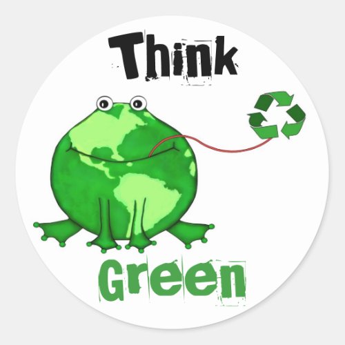 Custom Earth Day  Think Green Frog Stickers