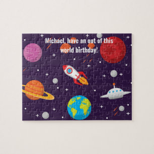 Custom, Earth, rocket ships, planets, universe, Jigsaw Puzzle