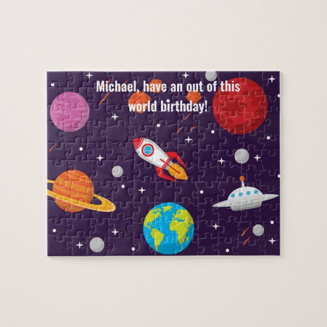 Custom, Earth, rocket ships, planets, universe, Jigsaw Puzzle (Horizontal)