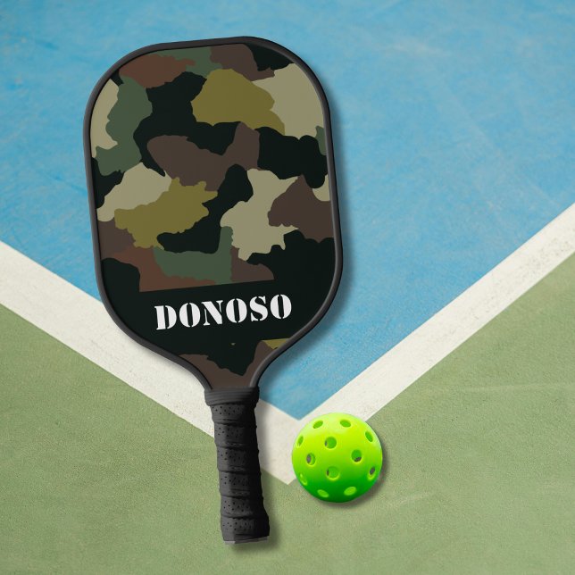 Custom Earth Tones Camo | Green Brown Camouflage Carbon Fiber Pickleball Paddle (Creator Uploaded)