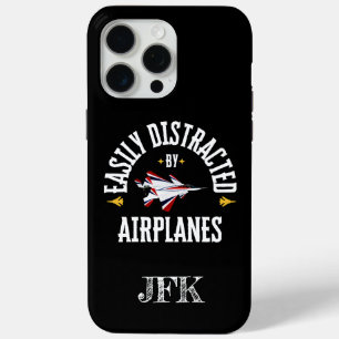 Custom, Easily Distracted By Airplanes,Pilot,funny iPhone 15 Pro Max Case