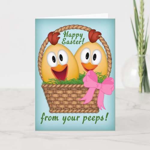 Custom Easter Basket Card 5x7 Chicks  Easter Eggs