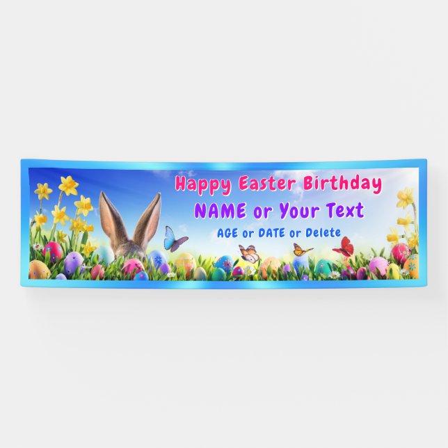 Custom Easter Birthday Party Decorations, Easter Banner (Horizontal)