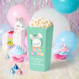 Custom Easter Bunny Pastel Green Party Popcorn Favor Boxes