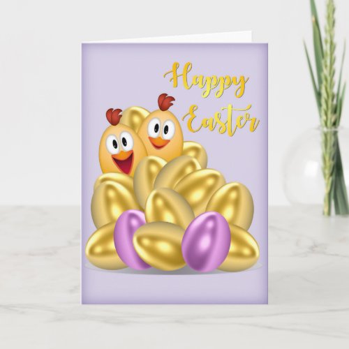 Custom Easter Card 5x7 Chicks and Easter Eggs