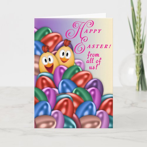 Custom Easter Card 5x7 Chicks  Easter Eggs
