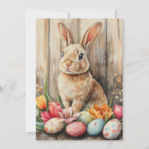 Custom Easter Card with Easter Eggs and Flowers
