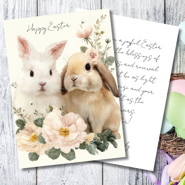 Custom Easter Card with Flowers and Easter Bunny (Creator Uploaded)