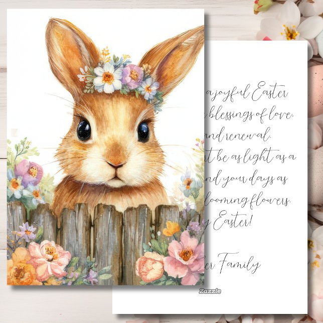 Custom Easter Card with Flowers and Easter Bunny (Creator Uploaded)