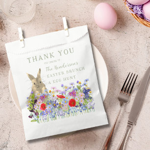 Custom Easter Egg Hunt Bunny Floral Thank You Favor Bag