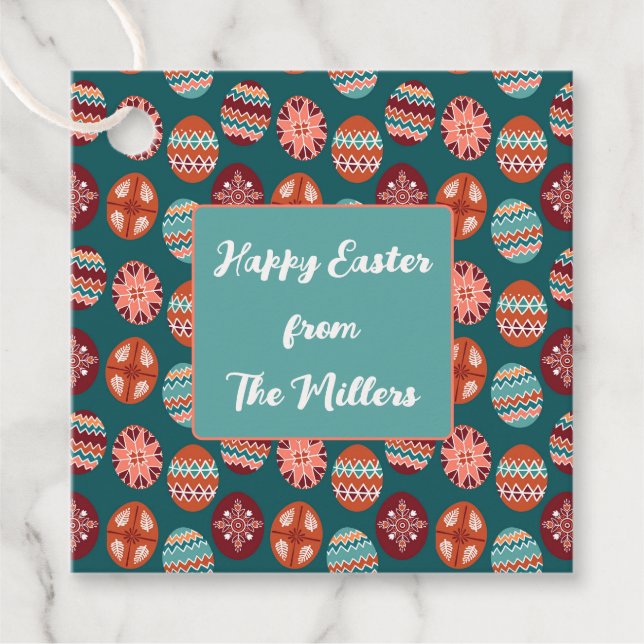 Custom Easter Egg Pattern Gift Tag (Front)