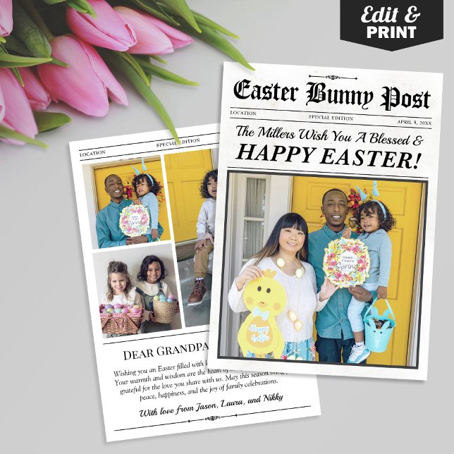 Custom Easter Greeting Card, Easter Newspaper Card (Custom Easter Greeting Card, Easter Newspaper Card Vintage)