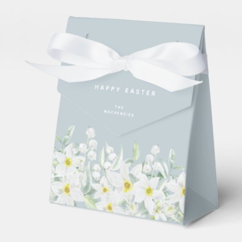 Custom Easter Message White Floral Border Favor Boxes