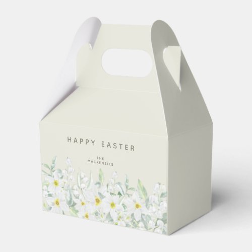 Custom Easter Message White Floral Border Favor Boxes