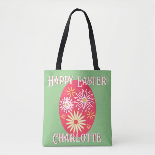 Custom Easter Modern Floral Easter Egg Tote Bag