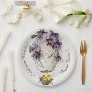 Custom Easter Paper Plates Cute Lilies Balloon