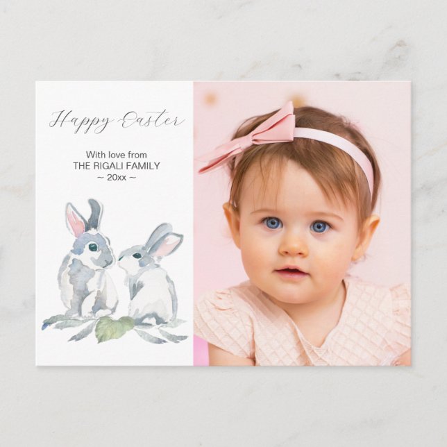Custom Easter Photo Cards Online with Bunny (Front)