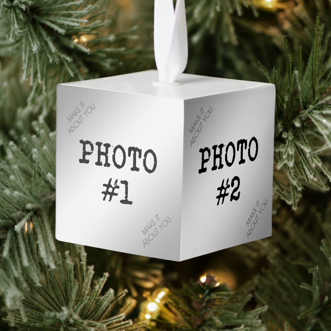 Custom Easy Upload 4 Photos Cube Ornament Zazzle