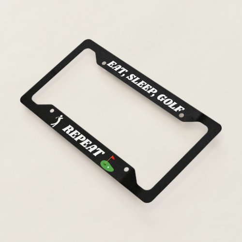 Custom Eat Sleep Golf Repeat Quotes Funny  Novelty License Plate Frame